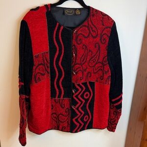 Vintage Julia Kim Patchwork/Tapestry/Chenille Jacket with Paisley & Boho Designs